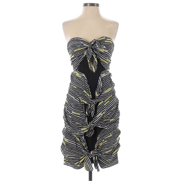 VERONICA BEARD Yellow Black Strapless Dress Size 4 NEW without tags - Picture 5 of 6